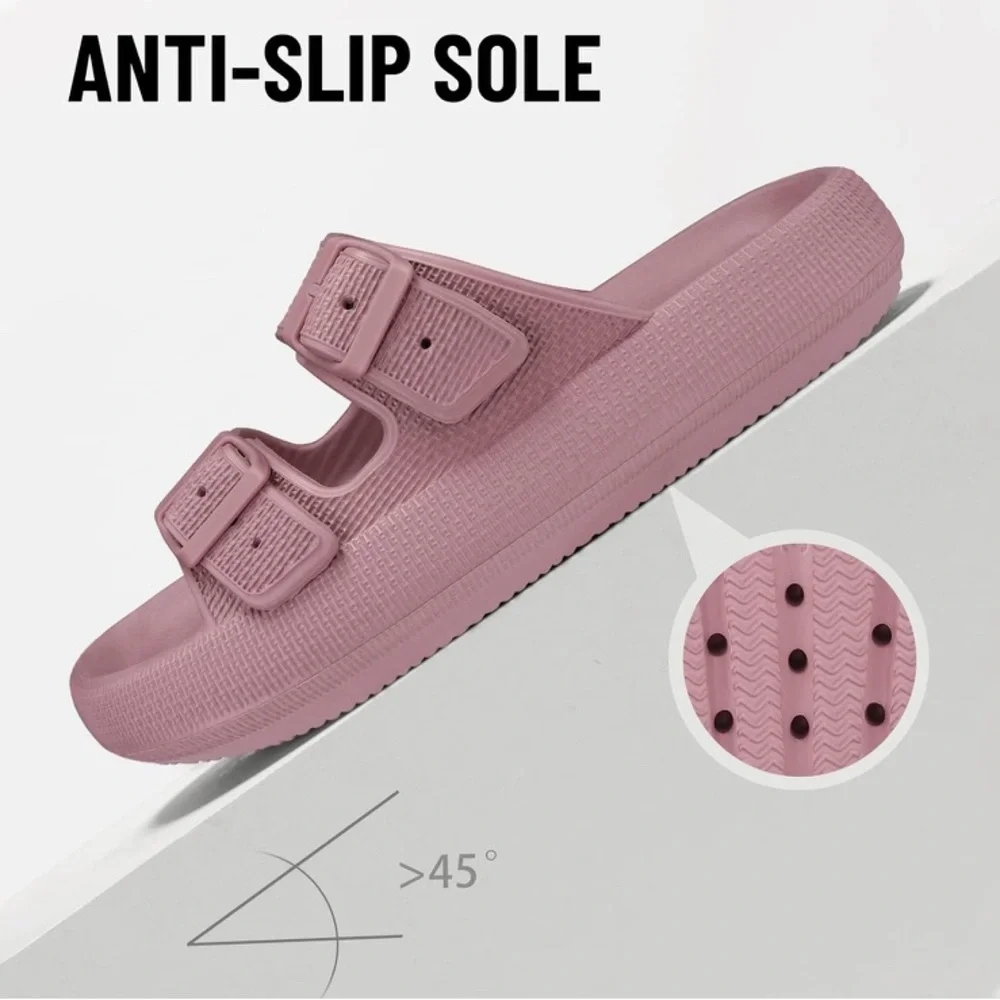 Cloud Slides for Women EVA Sandals Thick Sole Adjustable Buckles Slipper New - Picture 6 of 7